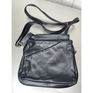 MONTINI Italy Shoulder Bag Crossbody Purse Handbag Black Leather Small Vintage